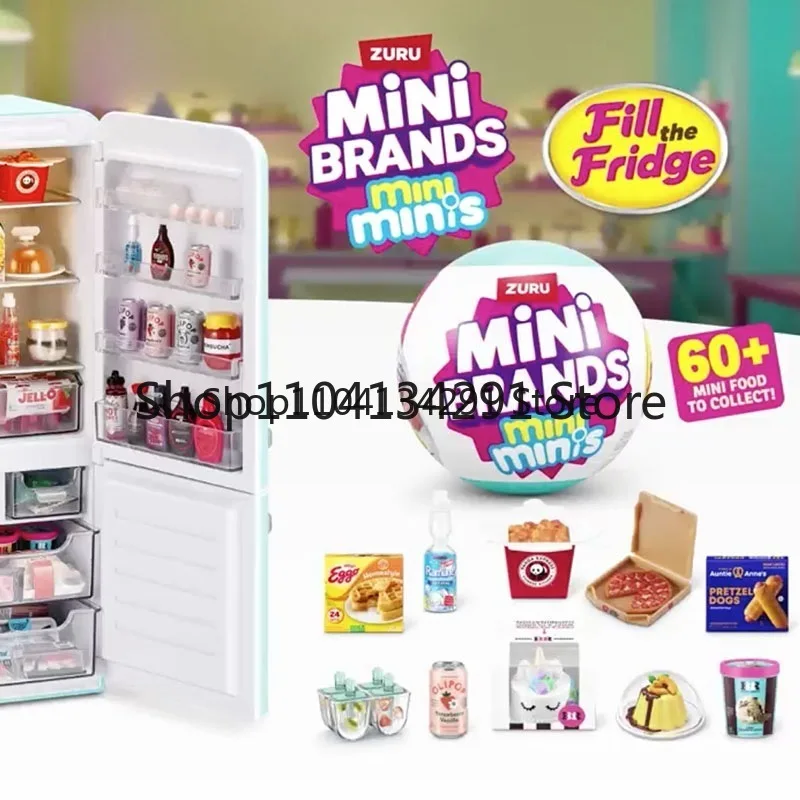 الأصلي ZURU ثلاجة صغيرة لعبة صغيرة صندوق أعمى مجموعة مسرح مصغرة ألعاب طعام دمية الدعائم مفاجأة الكرة