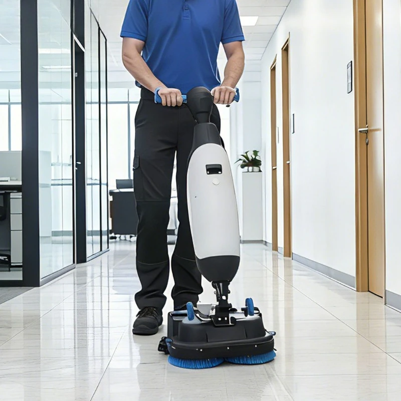 Domestic Rechargeable Mini 4/6.5L Walk Behind Floor Washing Machine Household Floor Scrubber With Li-Ion Battery