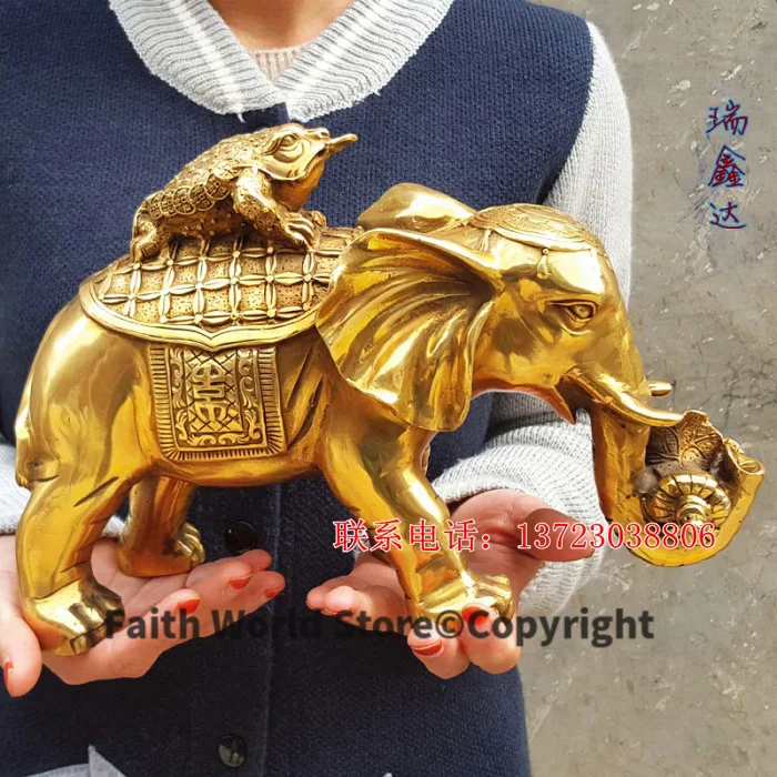 30CM large #Office home # efficacious Money Drawing Fortune to ward off bad luck divine Talisman Thailand Elephant Brass statue