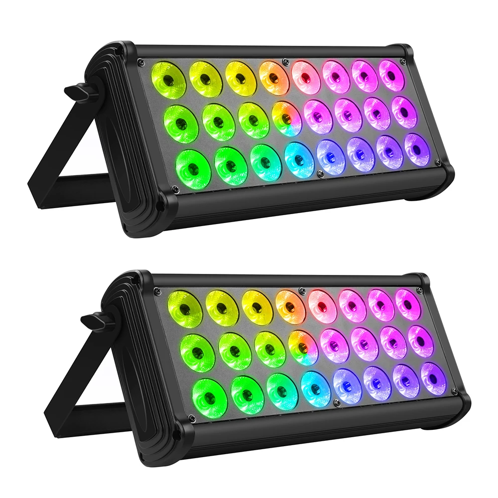 U'King 2PCS Wash Light 24LED RGBW Rainbow Effect Highlight Stage Light Outdoor Building Lighting LED Projection Wall Wash Light