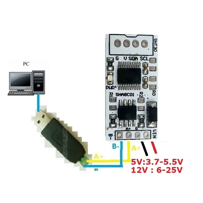 SHT30 SHT3X Temperature Humidity Sensor Module -40C to -125C RS485 RS232 TTL Modbus