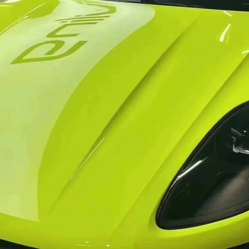 Hot selling：Vehicle Decorative Color Film Super Gloss PET Liner Acid Green Car Paint Protective Film Car Vinyl Wrap