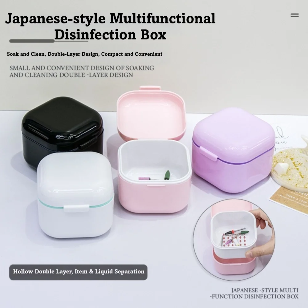 Plastic Material Nail Tool Storage Box Soaking Feature Hollow Double-layer Design Nail Drill Bits Cleaning Box Multifunctional