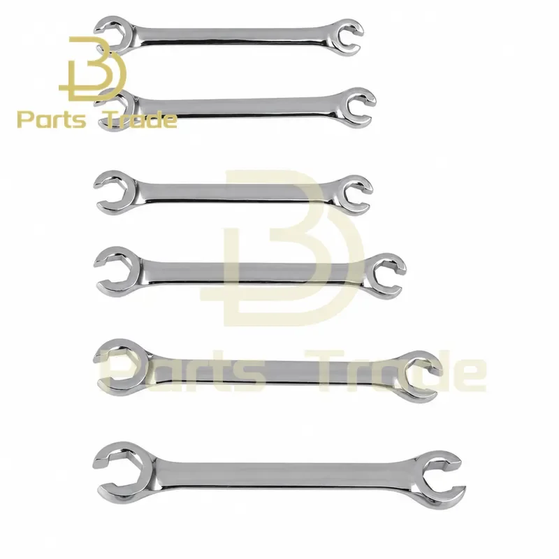 6 Pcs 8-19mm Combination Wrench Set Flare Nut Spanner for Brake Pipe Gas Fuel Line Open Ring Hand Tool Repair Kit Tubing