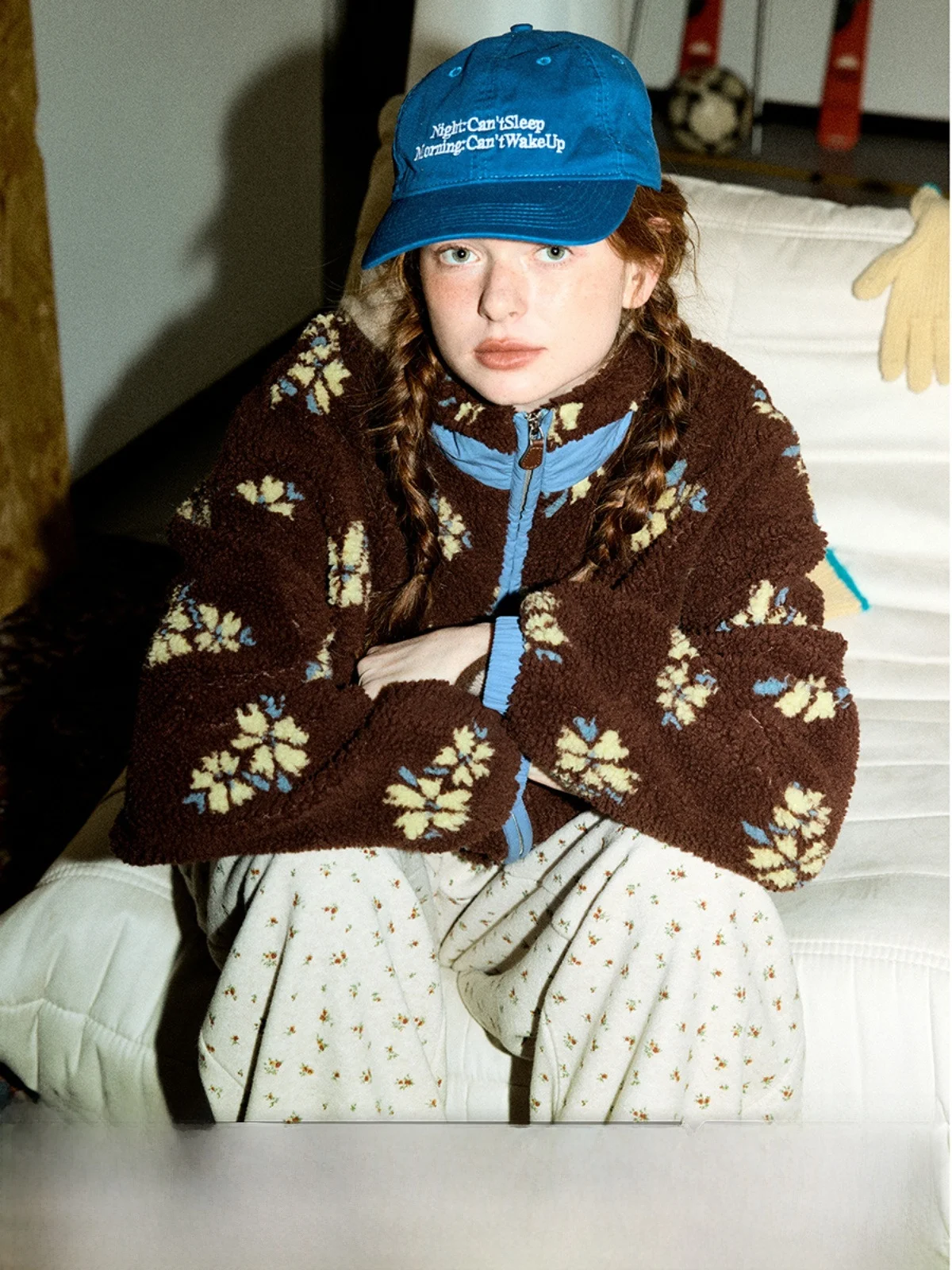 

Оригинальный воротник-стойка из искусственного меха с цветочным принтом Odder, женский зимний винтажный свободный повседневный топ из полиэфирного волокна 00%