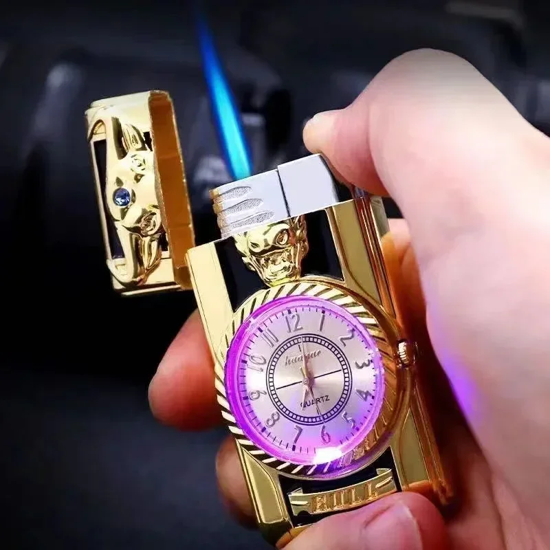 Metal Personalized Portable Inflatable Lighter Luminous LED dial Lighter Exquisite Relief Craft Business Gift Collection