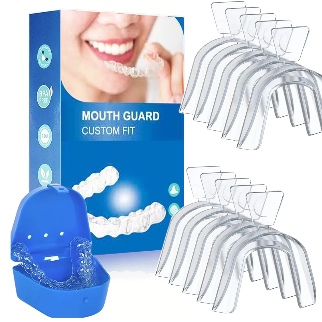 10PCS Anti Snoring Mouth Guard Night Guard Gum Shield Mouth Tray Grinding Bruxism Snore Stopper Sleep Anti Snore Sleeping Aid