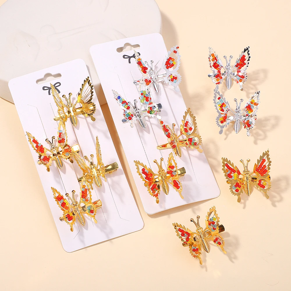 2Pcs/Set Fashion Metal Gold Hollow Butterfly Hairpins For Women Girls Hair Ornament Clip Barrette Headband Hair Accessories image 6