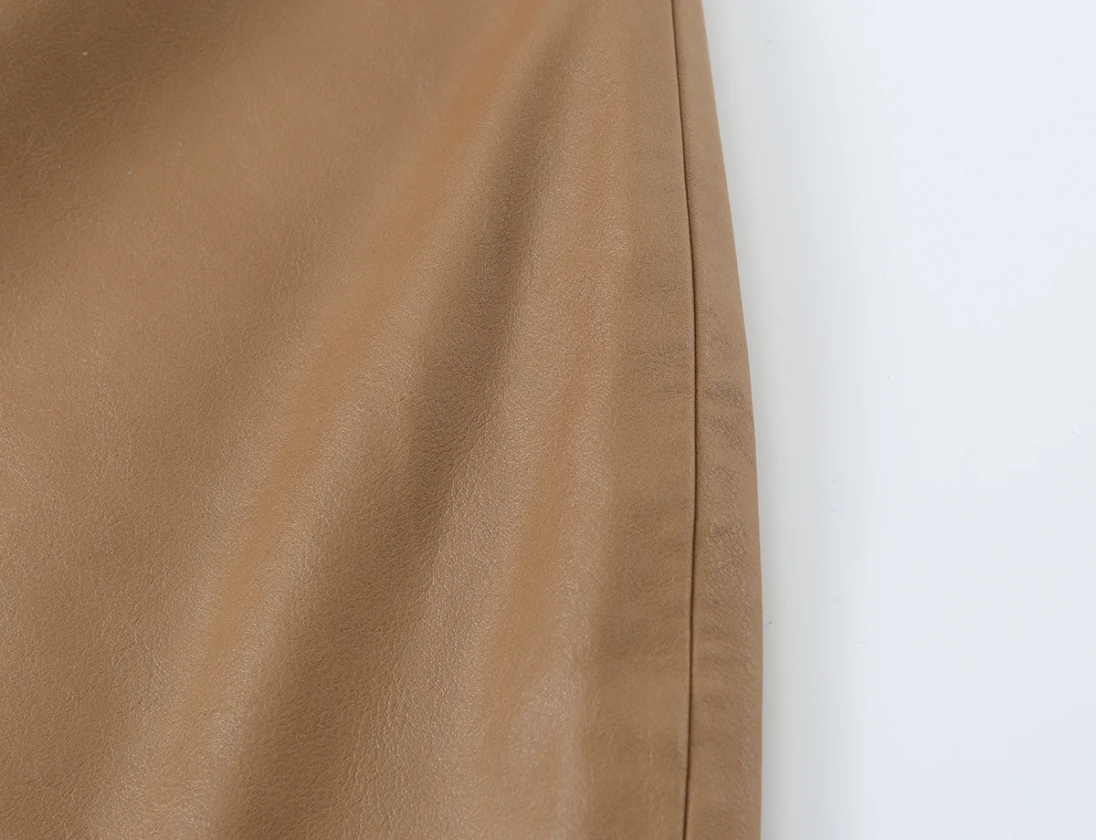 TFMLN Damen Ärmelloses PU-Minikleid Einfarbig Figurbetont Rückenreißverschluss Party Leder Streetwear Neues Elegantes Modekleid für Frauen – Detail 9