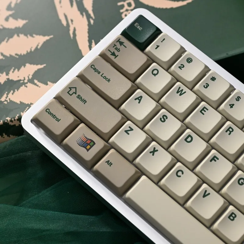 PFF Verdant Retro Theme Keycaps Set Customized Material PFF Profile PBT Keycap for Low Profile Mechanical Keyboard Accessories