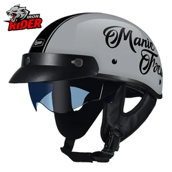 Casco de Moto Retro Para las cuatro estaciones, protector de ala de media cara, con certificación DOT, nuevo