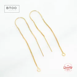 14K Gold Filled Ear Threader 1 Pair U-Threader Box Chain Drop w/Ring Gold Ear Wire for Jewelry Making