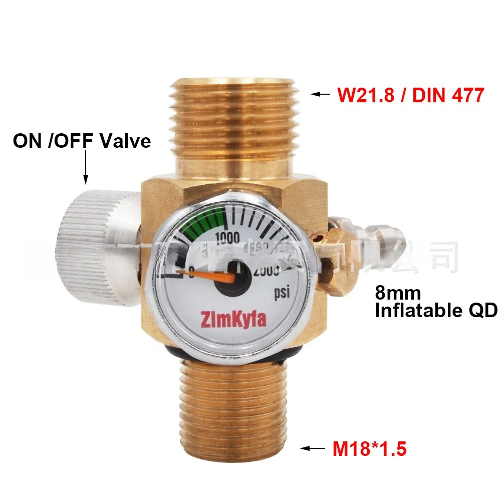 Carbon dioxide cylinder switch valve connected to W21.8-14 pressure reducing valve - aquatic plant tank home brewing beer