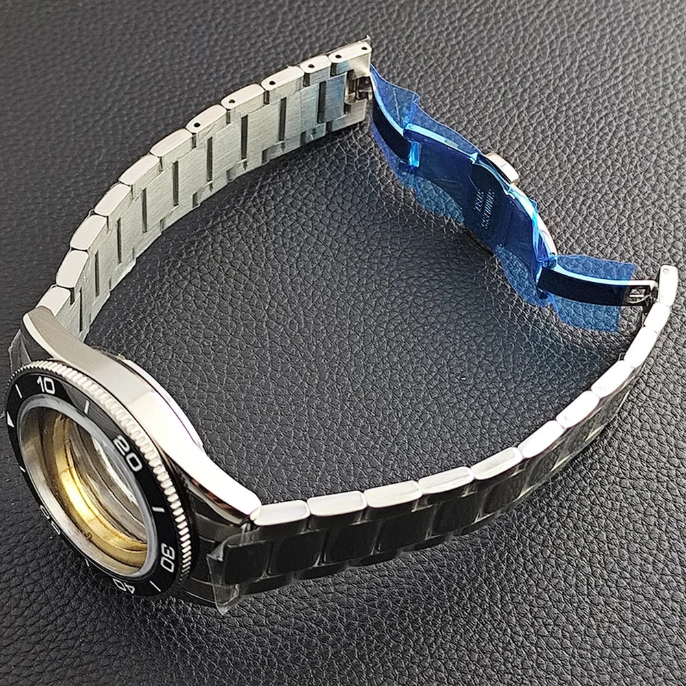 8215 حافظة 41.7 مللي متر حافظة من الفولاذ المقاوم للصدأ تناسب 8215 ساعة يد تعمل بالحركة اكسسوارات الياقوت ساعة زجاجية للرجل 20 مللي متر حزام ساعة اليد