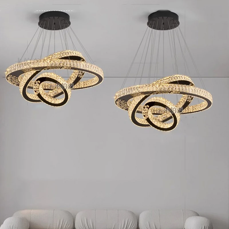 

Modern home decoration round LED lighting fixtures - chandeliers, crystal chandeliers, living room lamps, staircase chandeliers,