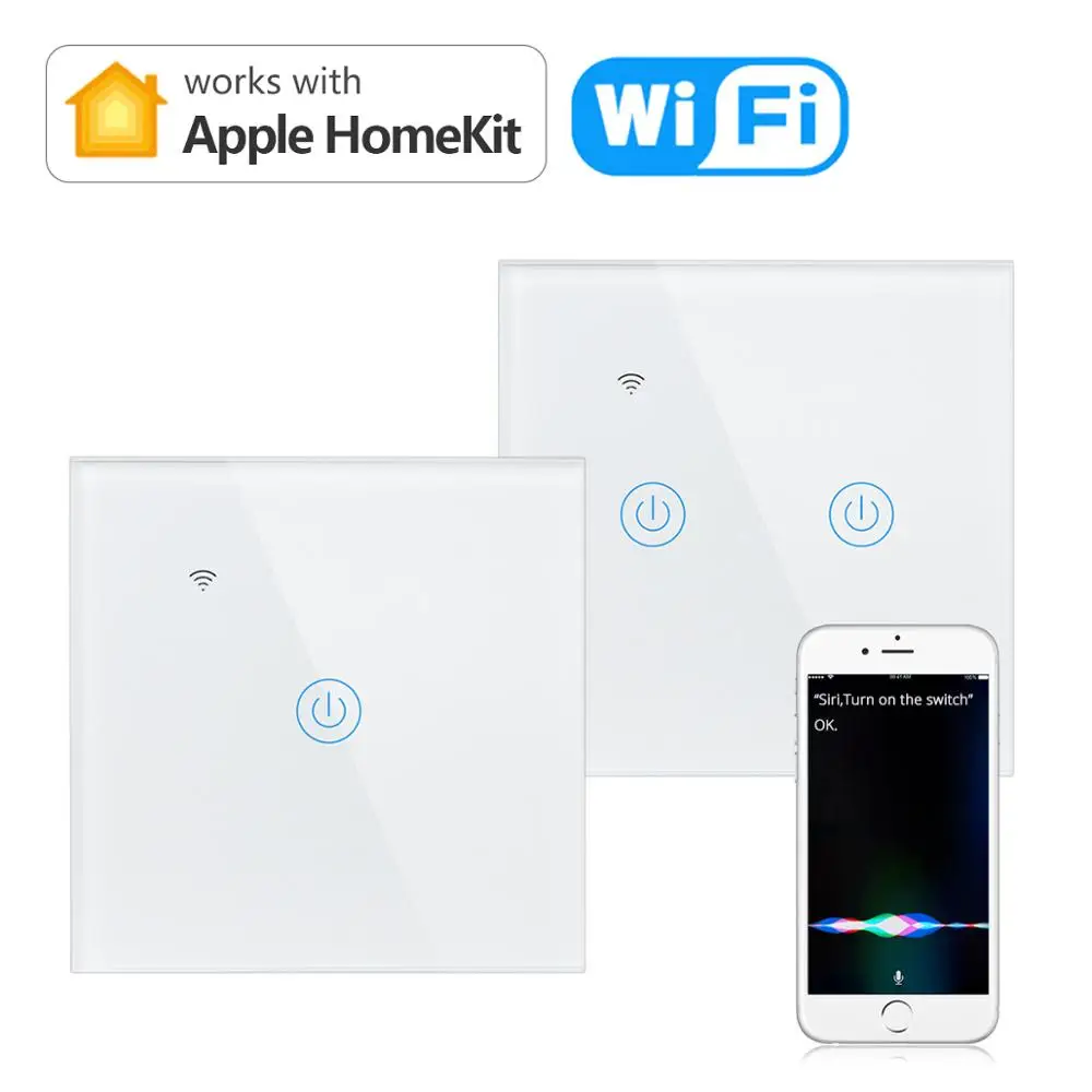 

Apple Homekit Переключатель Wi-Fi прерыватель для умного дома Управление лампой Выключатели переменного тока 220 В 230 В Стандарт ЕС Smartthings
