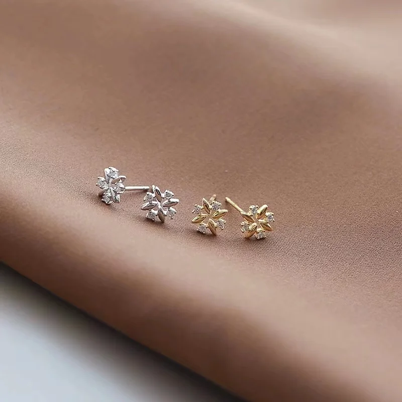 Korean Silver Plated Copper  Female Earings Small Planet Crystal Butterfly Zircon Sweet Cute Stud Earrings Jewelry For Women