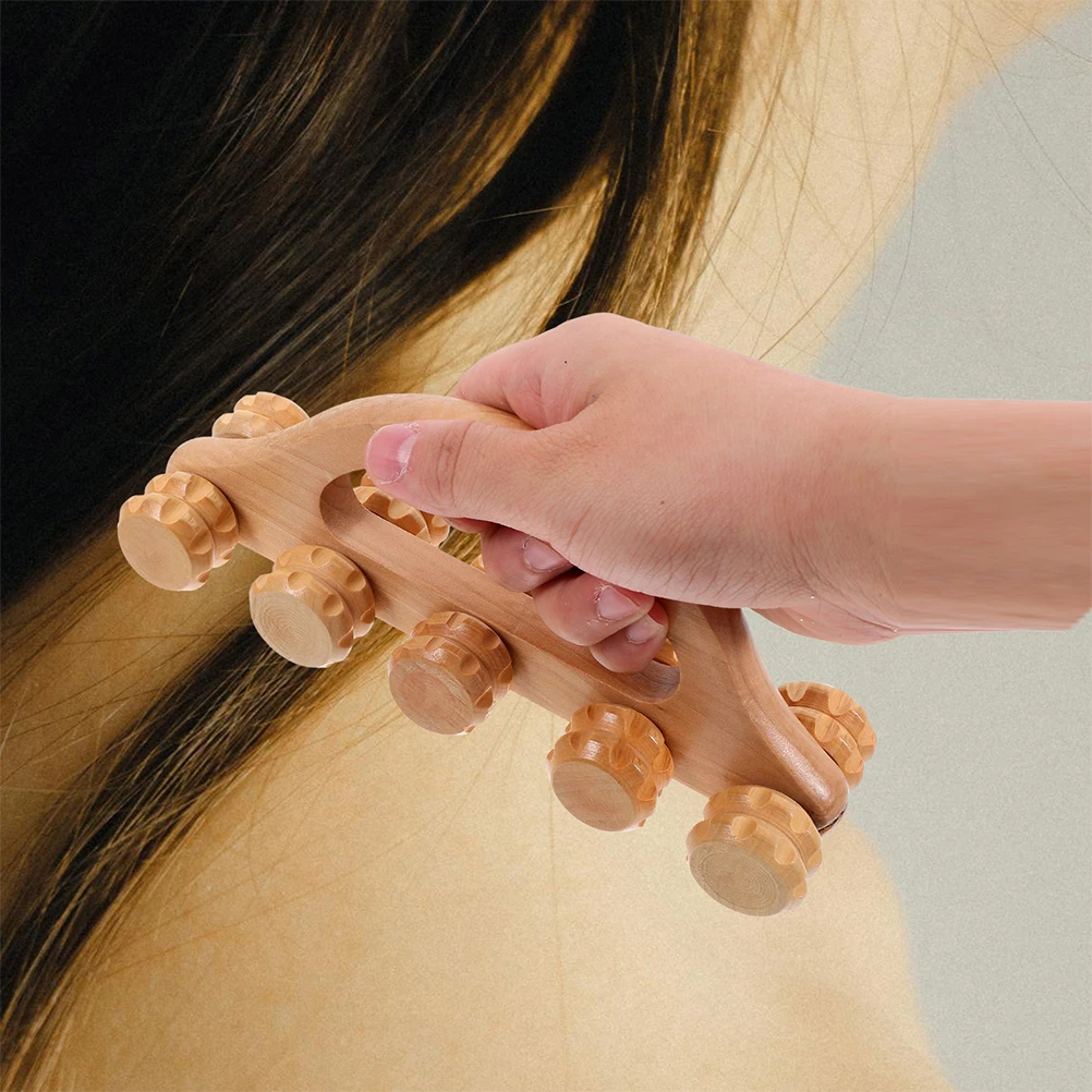 

2 шт., роликовый массажер для шеи, деревянный ручной роликовый инструмент для снятия усталости шеи, эргономичный дизайн, регулируемая интенсивность