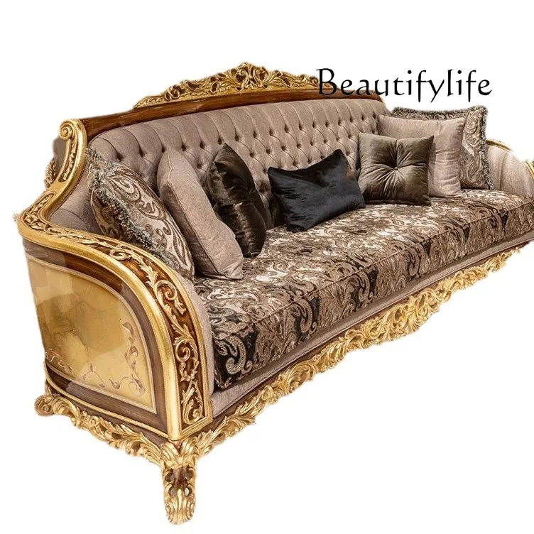 European solid wood fabric sofa palace luxury large apartment villa home designer fashion