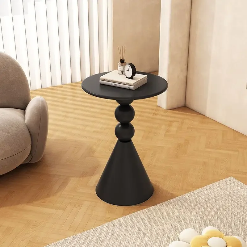 Nordic Iron Side Table Small Apartment Cream Style Living Room Round Creative Coffee Table Sofa White Side Table Simple Modern