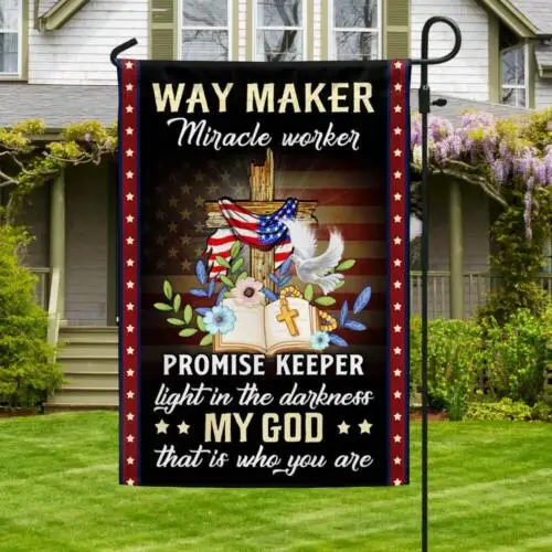 Christian Cross American Flag Way Maker Miracle Worker Garden Flag - House Flag VVL YYX EEZ