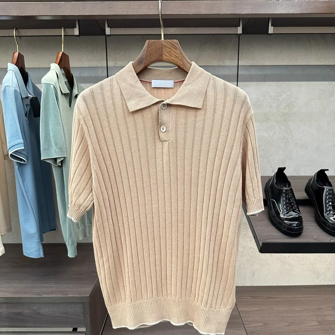 

BC Италия 25ss Универсальная повседневная однотонная трикотажная рубашка-поло с короткими рукавами и лацканами