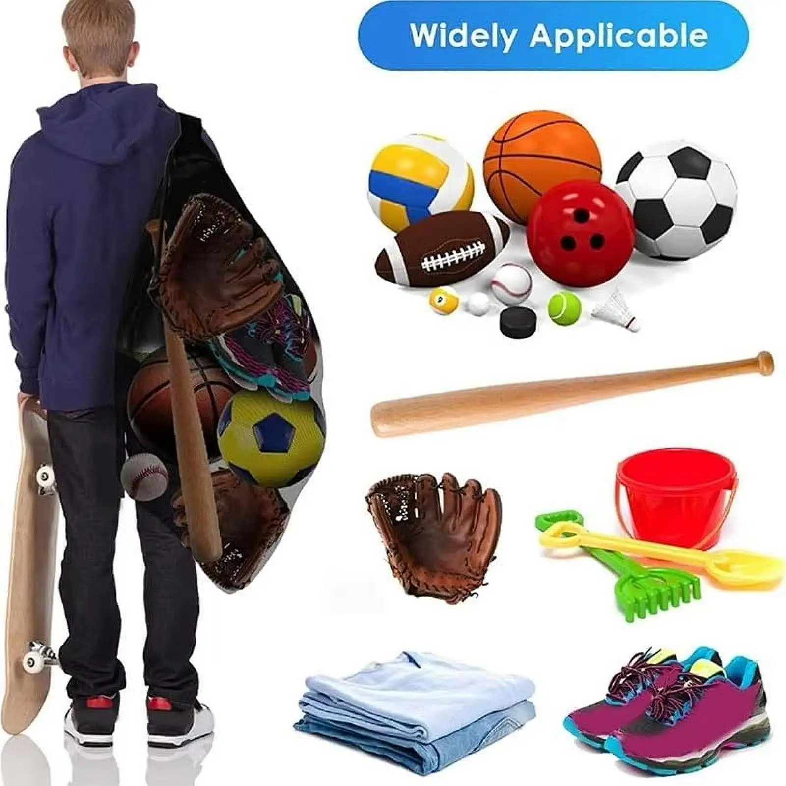 Mesh Ball Bag Carrying Bag Lightweight Adjustable Strap Organizer Sports Ball Bag for Basketball Volleyball Sports Football Gym