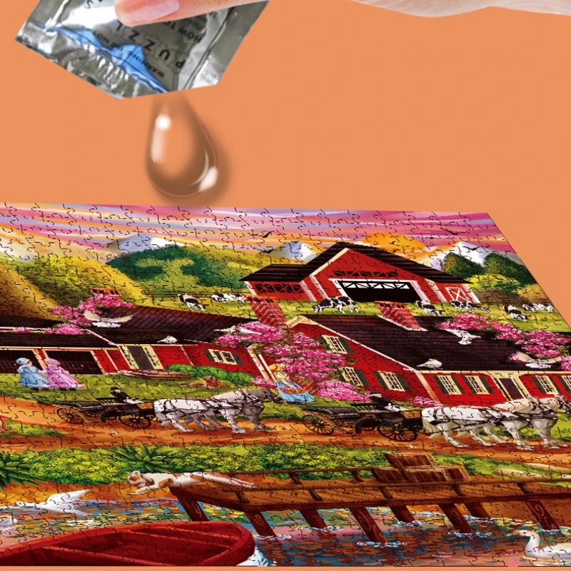 لوحات المناظر الطبيعية الجميلة اللغز ، قرية البلد ، ألعاب الحد من الإجهاد ، هدايا عيد الميلاد ، 1000 قطعة ، 72x50cm #5