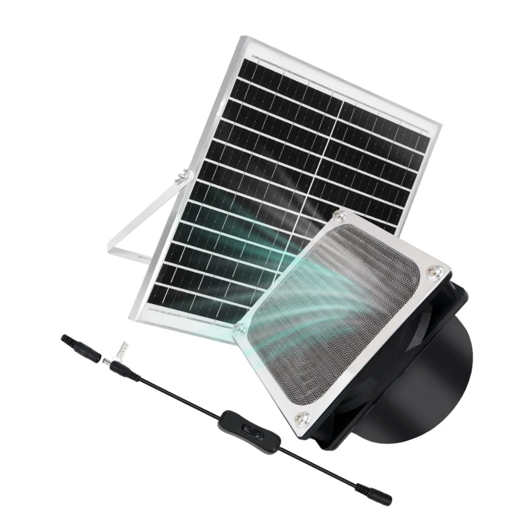 15W Solar-Powered Fan Low Noise Air Circulation Ventilator For Greenhouse Chicken Pet House Shed Outdoor No Wiring Cooling Parts