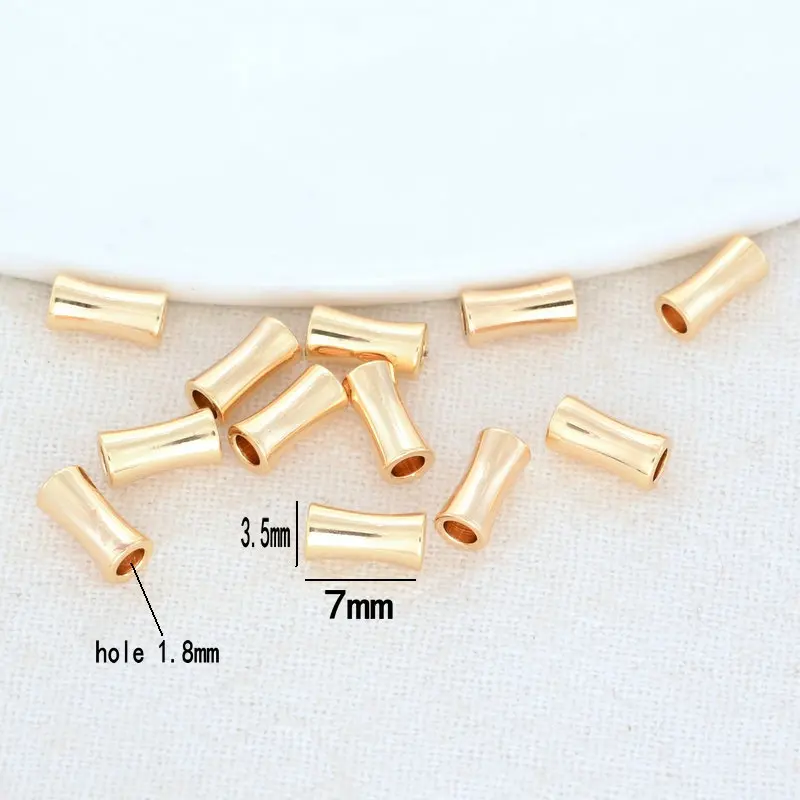 20PCS 7*3.5MM 14K Gold Color Brass Big Holes Bend Beads Spacer Beads Bracelet High Quality Diy Jewelry Accessories