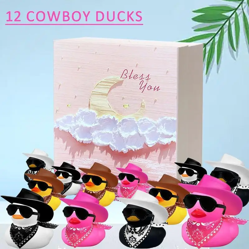 

Cowboy Rubber Ducks Decor 12PCS Ducks Bathtub Toy Cute Rubber Duck Bath Party Toys Squeak Rubber Floating Duck Rubber Duck With