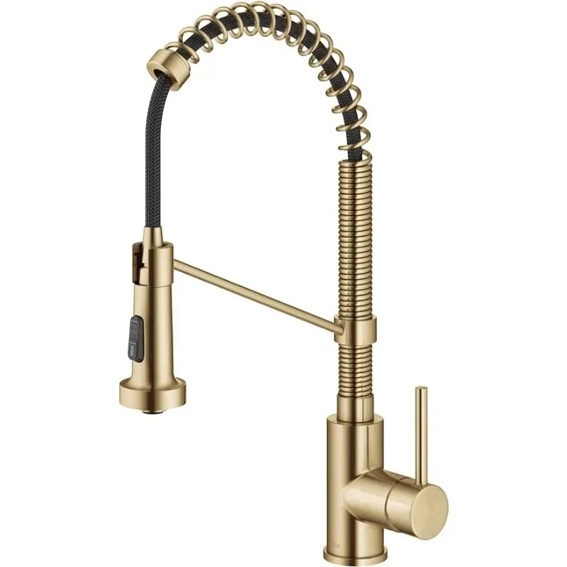 Bolden Commercial Style Pull-Down Single Handle 18-Inch Kitchen Faucet in Brushed Brass, KPF-1610BB