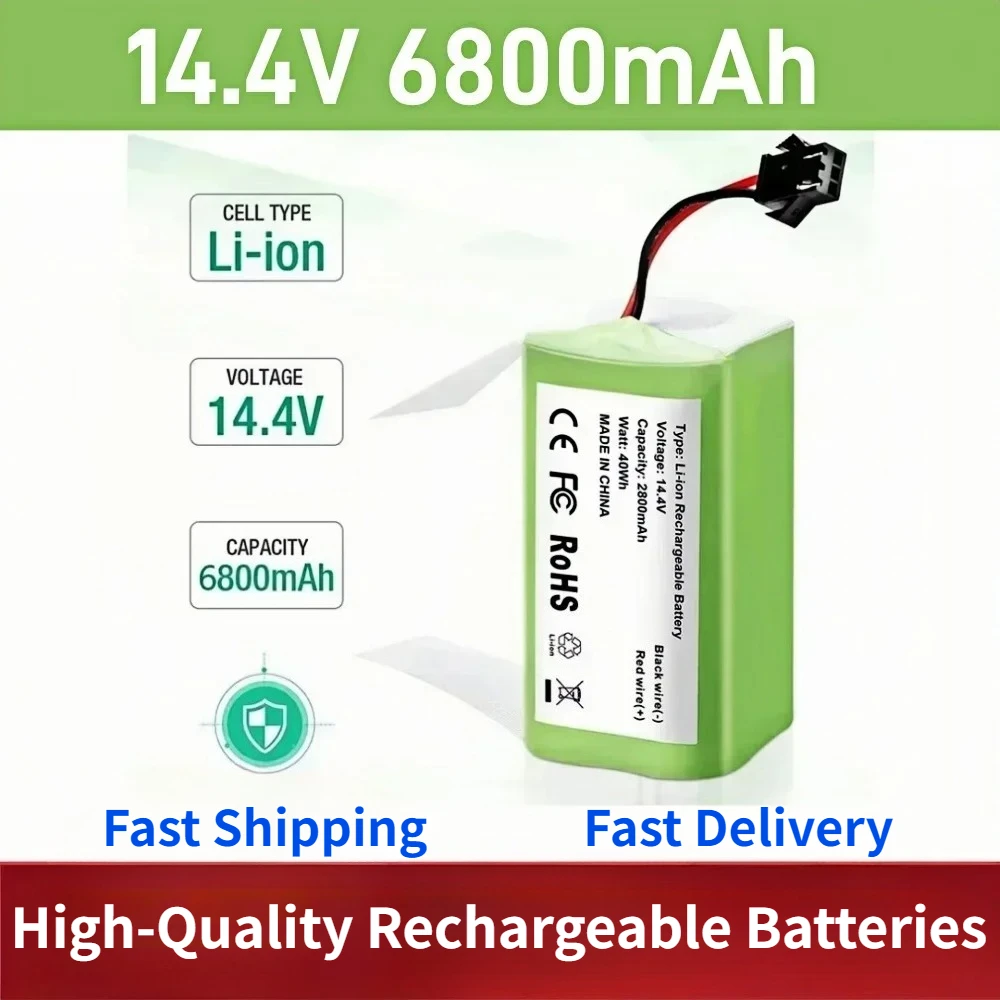 

6800mAh 14.4V Rechargeable Battery for Conga Excellent Deebot N79S/N79 Tesvor X500 Robovac 11 - Replacement Li-ion Battery