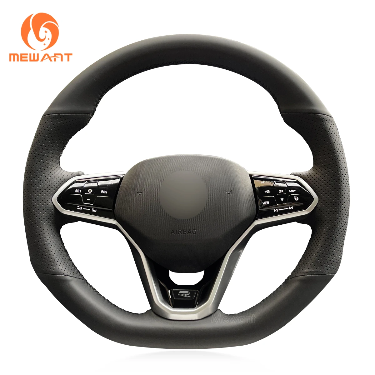 

MEWANT Black Artificial Leather Car Steering Wheel Cover for Volkswagen VW Golf GTI 8 GTD 8 GTE 8 R Arteon Tiguan R-Line Touareg