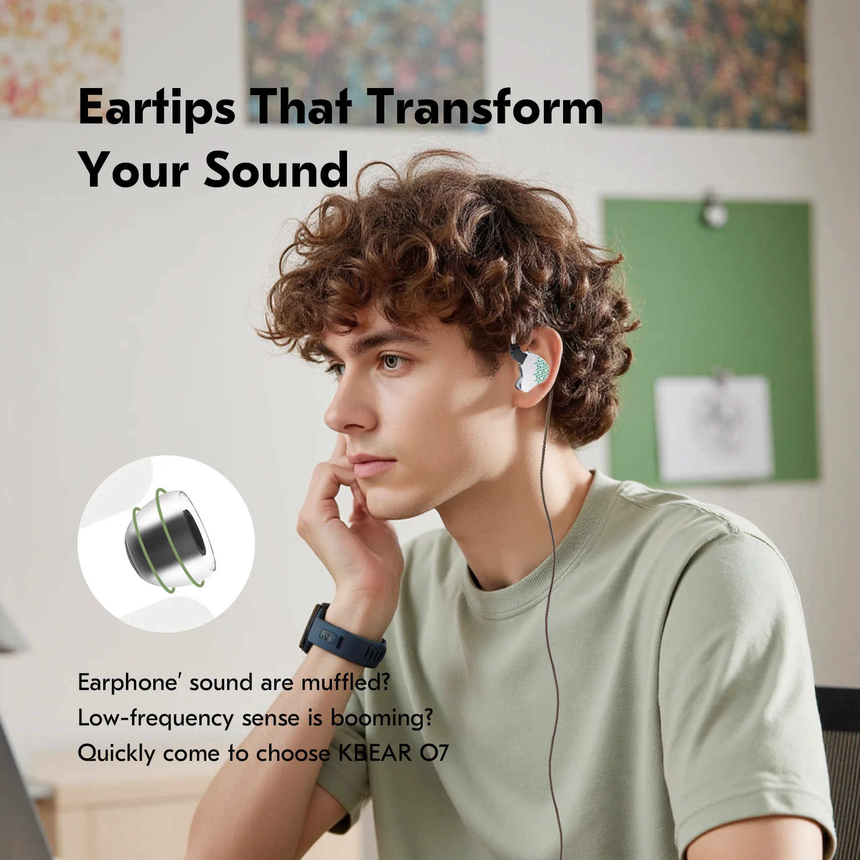 KBEAR 07 Vocal Enhancer Silicone Eartips Medical-Grade Anti-Yellowing Noise Isolation Earbuds 5 Sizes for IEM Headphones