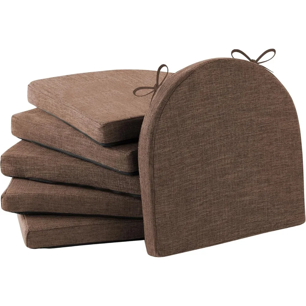 chair cushions for dining chairs with ties and removable cover, dining kitchen chair pads with non-slip bottom, high-resilience