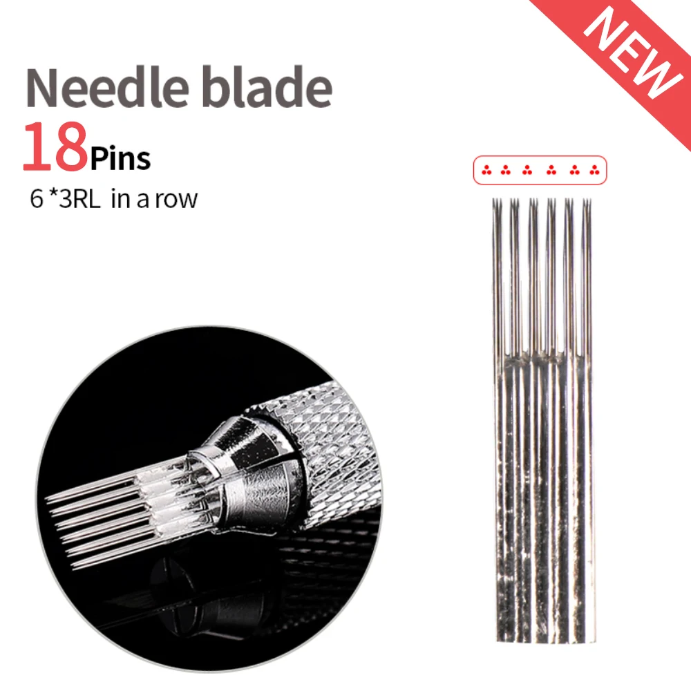 

20/50PCS (6*3RL) 18Pin Microblading Needles - Professional Embroidery Permanent Makeup Needles Eyebrow & Lip Tattoo Accessories