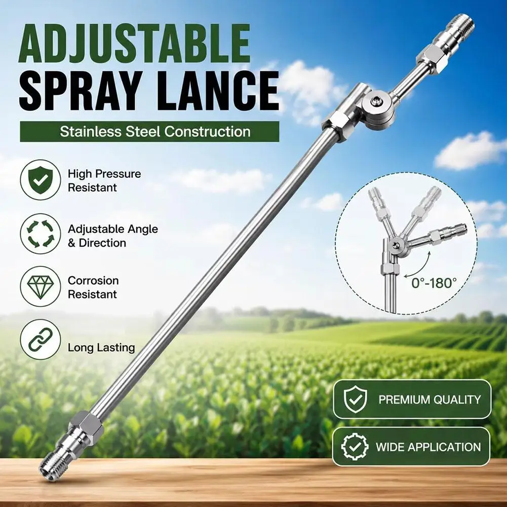 Air Conditioner Cleaning Wand 360° Rotatable Brass Joint Stainless Steel Rod Fan-shaped Nozzle Anti-rust Universal Washing Tool