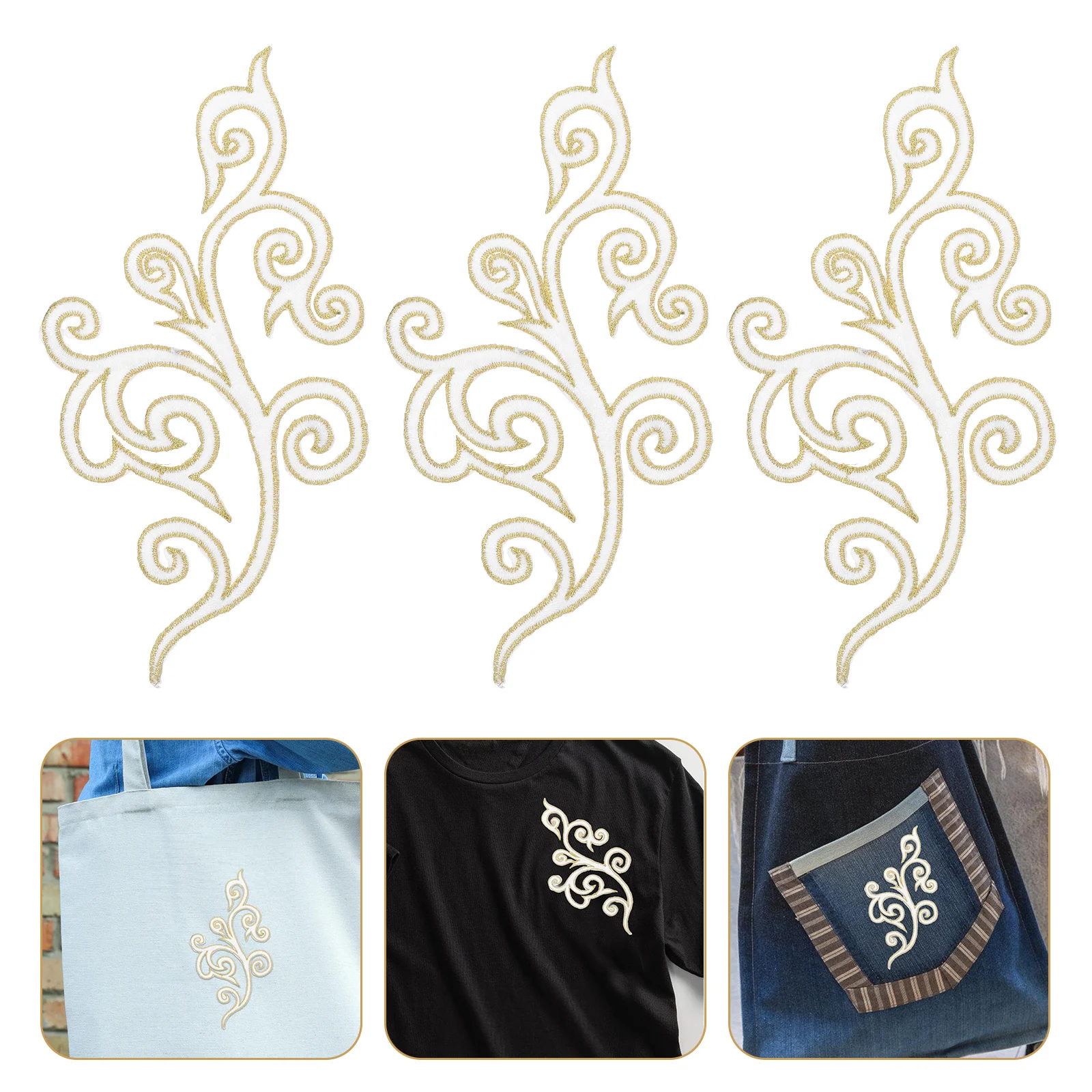 

Decorative Back Glue Embroidery Appliques for Clothes Lace White Cotton Black Gold Round Patch