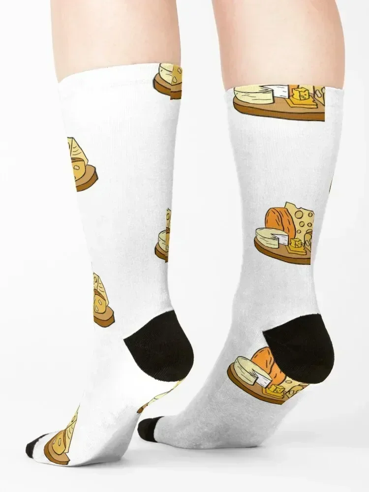 Chaussettes pour amoureux du fromage avec imprimé, cadeaux de noël, chaussettes joyeuses pour hommes et femmes