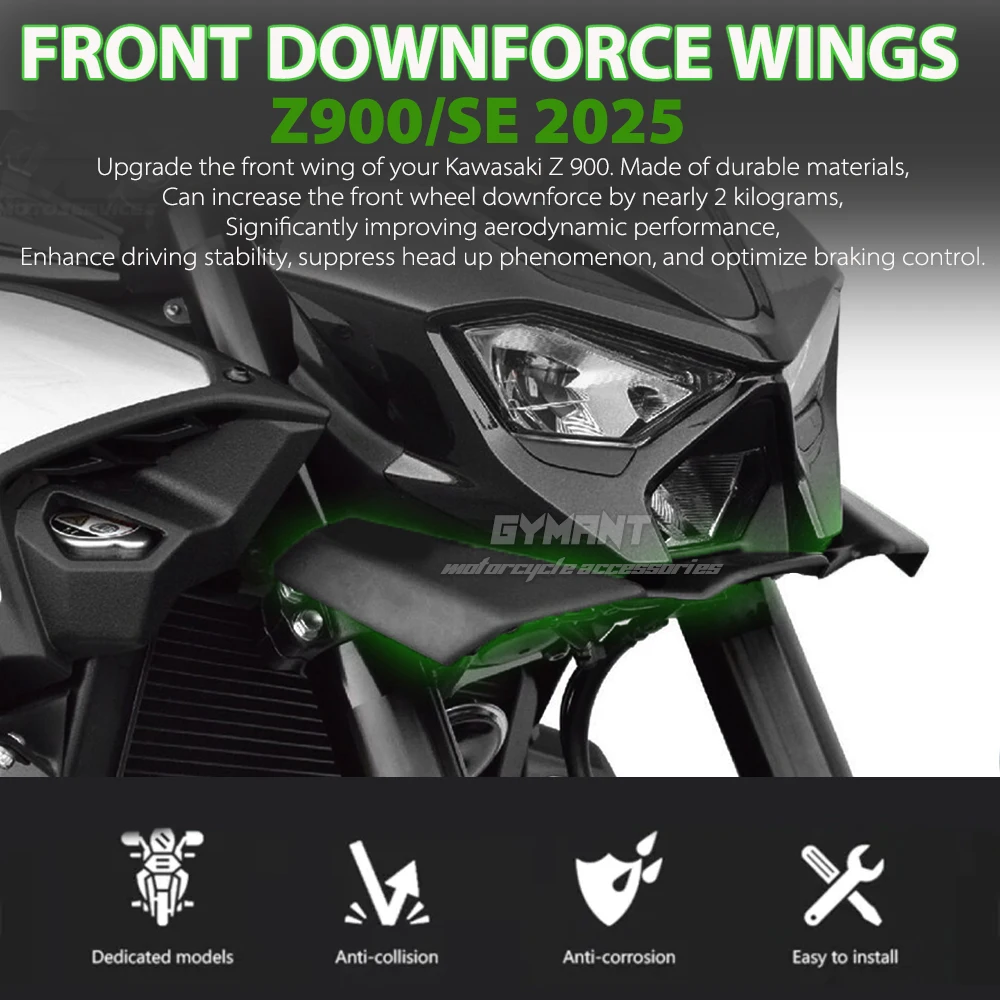 

For Kawasaki Z900SE 2025 Z900 2025 Z900SE Motorcycle Downforce Naked Frontal Spoilers Winglet Aerodynamic Wing Front Spoiler Kit