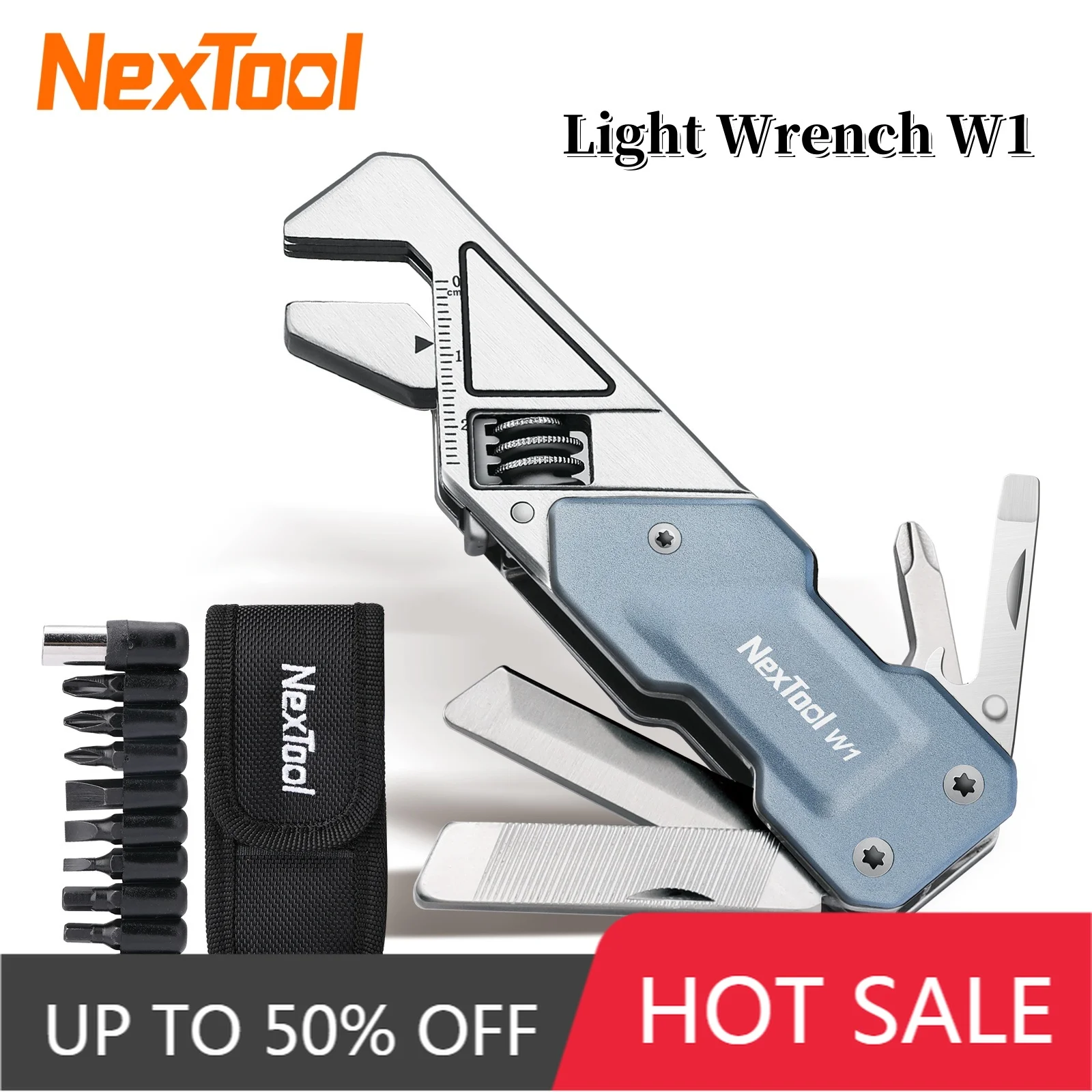 NexTool Adjustable Wrench 6 In 1 EDC Multitool Pocket Hand Tools Kit Screwdriver Bit Set Multi Function Tools Folding Knife File