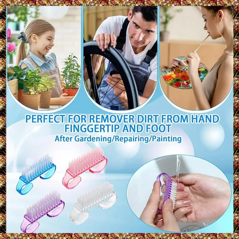 

BTCL Bulk Pack Of 200 Fingernail Scrub Brushes With Handle Grip For Efficient Cleaning, 4 Colors - Ideal For Men & Women