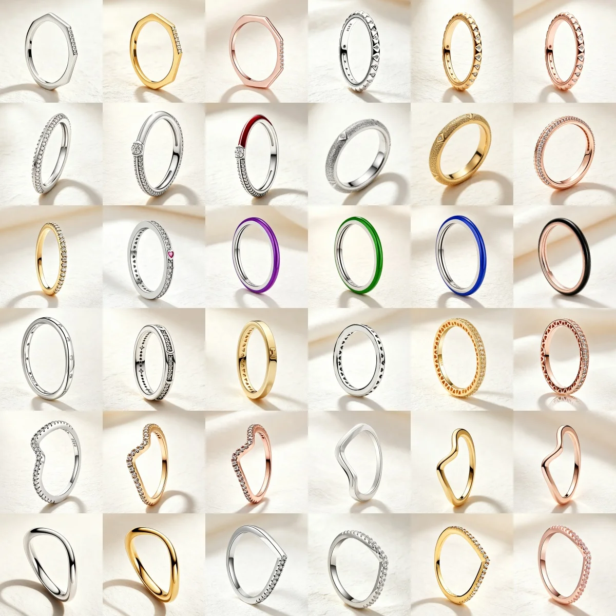 925 Silver Women's Stackable Series Ring, Wave Heart Enamel Multi Color Thin Ring, Fashionable Layered Daily Party Jewelry