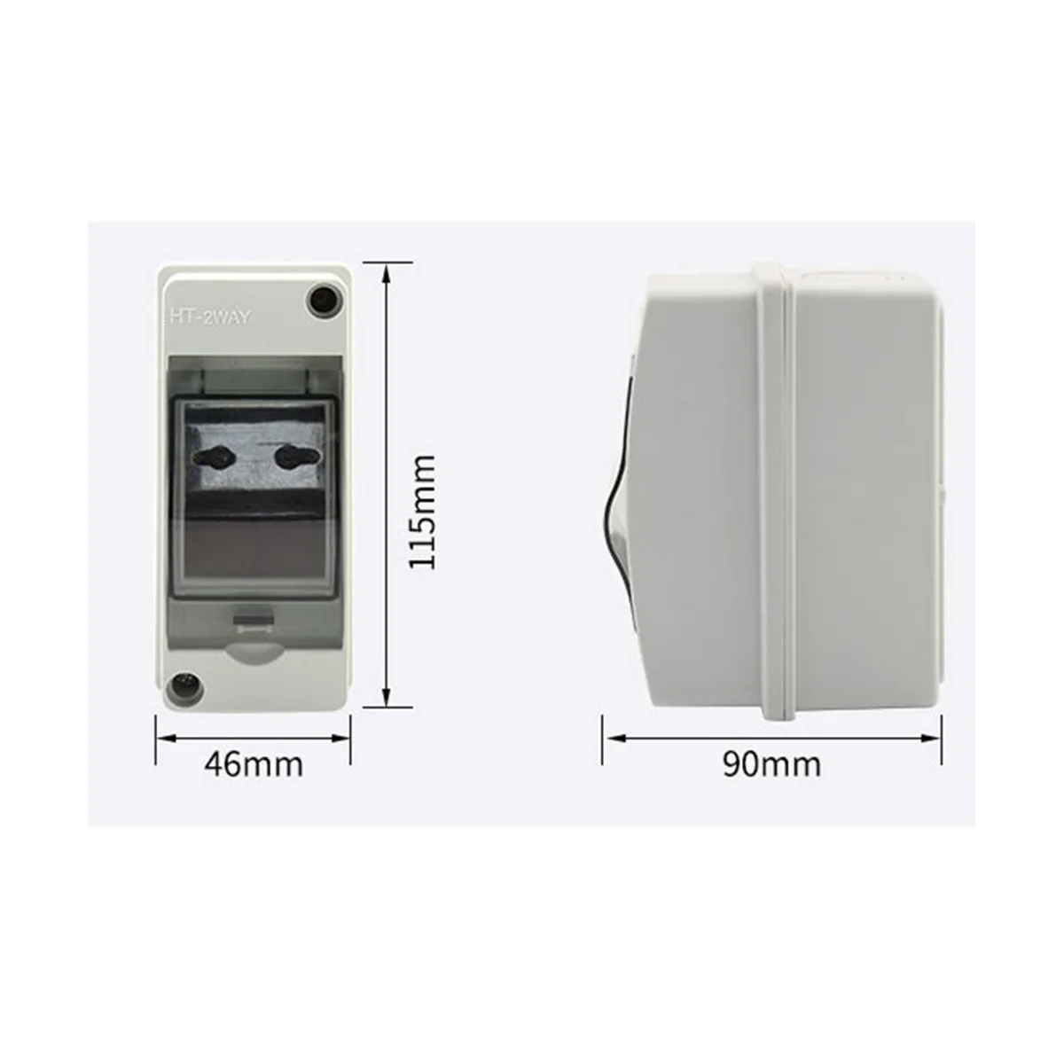 2 Way Distribution Protection Box, Waterproof Transparent Cover 2 DIN Rail Outdoor Distribution Junction Box 2Pcs