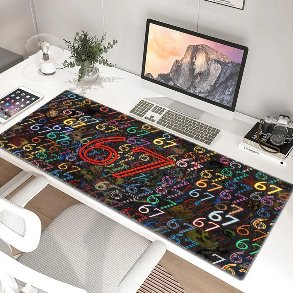 Glitch Neon 67 Mouse Pad Anti Slip Rubber Edge Locked Thickened Laptop Gaming Desk Mat