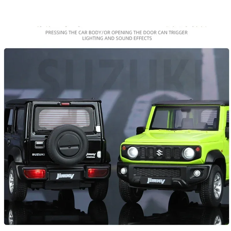 Suzuki jimny-modelo de carro off-road, feito de liga de metal, com som e luz, brinquedo coleção, presente para crianças, 1:24