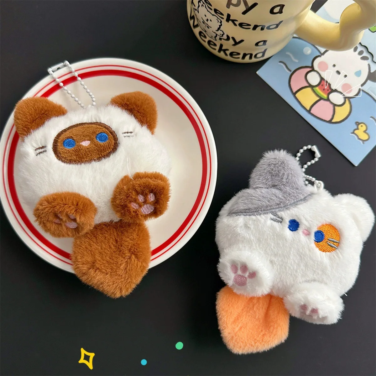 New Creative Cartoon Cat Key Chain Plush Doll Can Be A Net Red Animal Unisex Backpack Key Doll Pendant Decorative Small Gifts