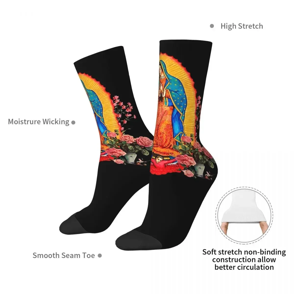 Virgin Of Guadalupe Socks Harajuku Sweat Absorbing Stockings All Season Long Socks Accessories for Man Woman's Birthday Present