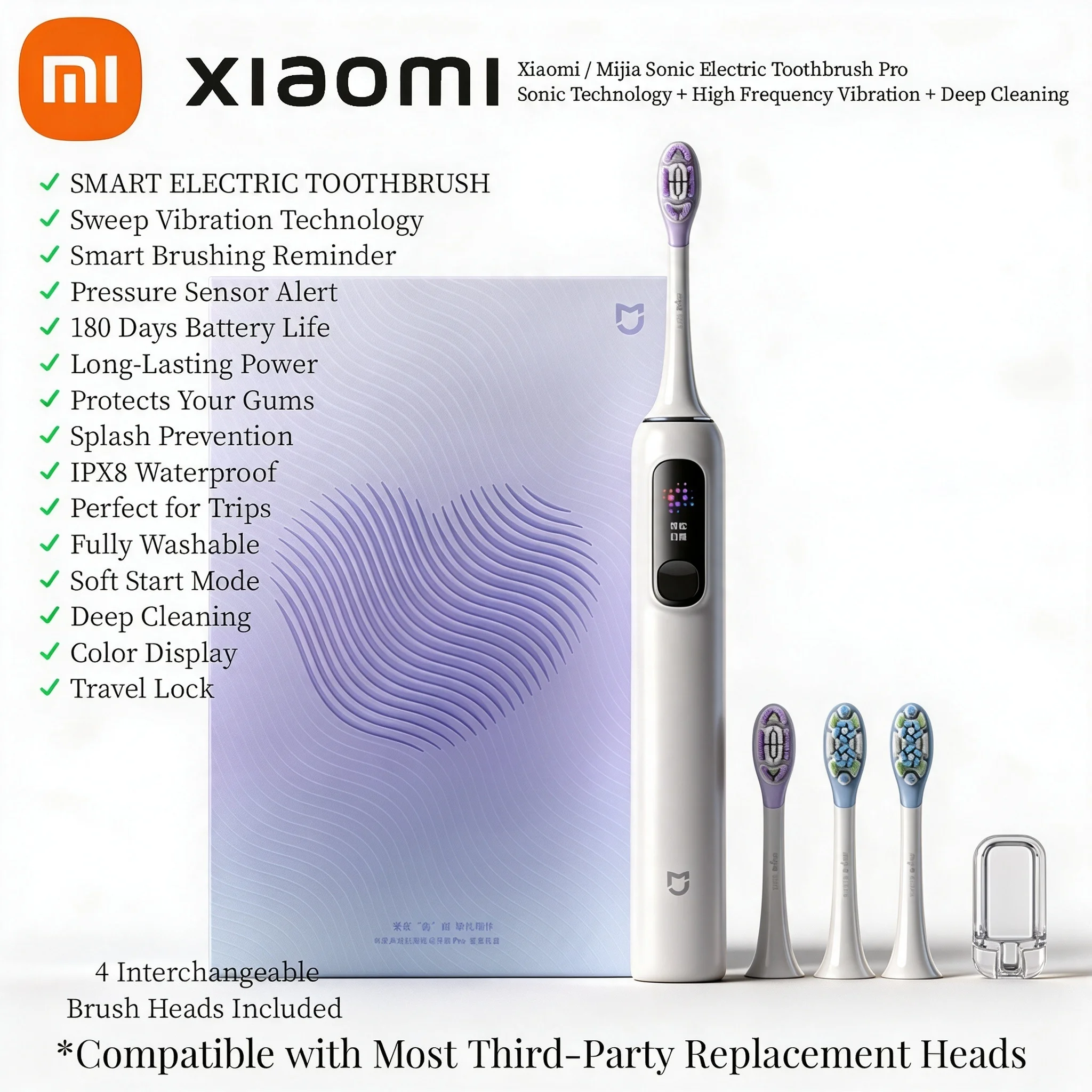 Xiaomi Sonic Scanning Electric Toothbrush Pro Love Gift Box, Smart Surface Detection, LCD Color Screen, 6-Zone Missed-Brush